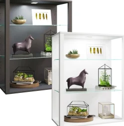 Glasvitrine hängend | Vitrine Glas mit ESG-Sicherheitsglas | Maße ca. H. 90 x B. 70 x T. 35 cm | Hängevitrine Glas | Modern und platzsparend | Glas Vitrinenschrank - Glasol LW ^ VCM Online
