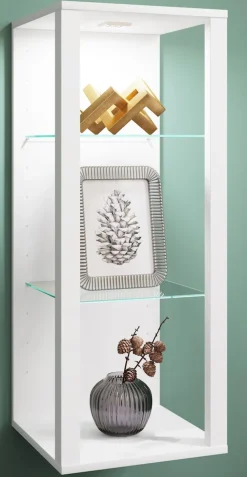 Glasvitrine hängend | Vitrine Glas mit ESG-Sicherheitsglas | Maße ca. . H. 90 x B. 35 x T. 35 cm | Hängevitrine Glas | Modern und platzsparend | Glas Vitrinenschrank - Glasol MW ^ VCM Clearance