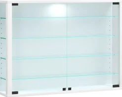 Glasvitrine hängend | Vitrine Glas mit ESG-Sicherheitsglas | Maße: H. 60 x B. 83 x T. 18 cm | Hängevitrine Glas | Modern und platzsparend | Glas Vitrinenschrank - Vitrosa L ^ VCM