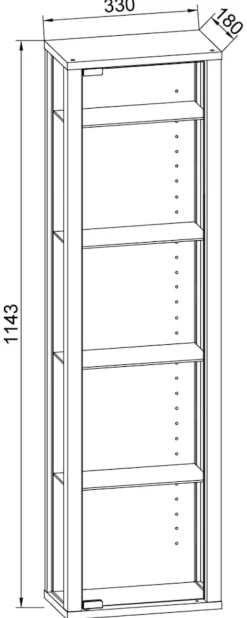 VCM Glasvitrine hängend | Vitrine Glas mit ESG-Sicherheitsglas | Maße ca. H. 115 x B. 33 x T. 18 cm| Hängevitrine Glas | Modern und platzsparend | Glas Vitrinenschrank - Stano Mini Weiß Online