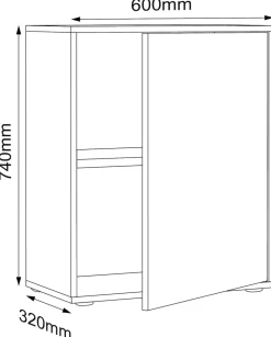 VCM Holz Büroschrank Ordner Aktenschrank Büromöbel Schrank Salia 2-fach Breite 60 cm Drehtüren Weiß New