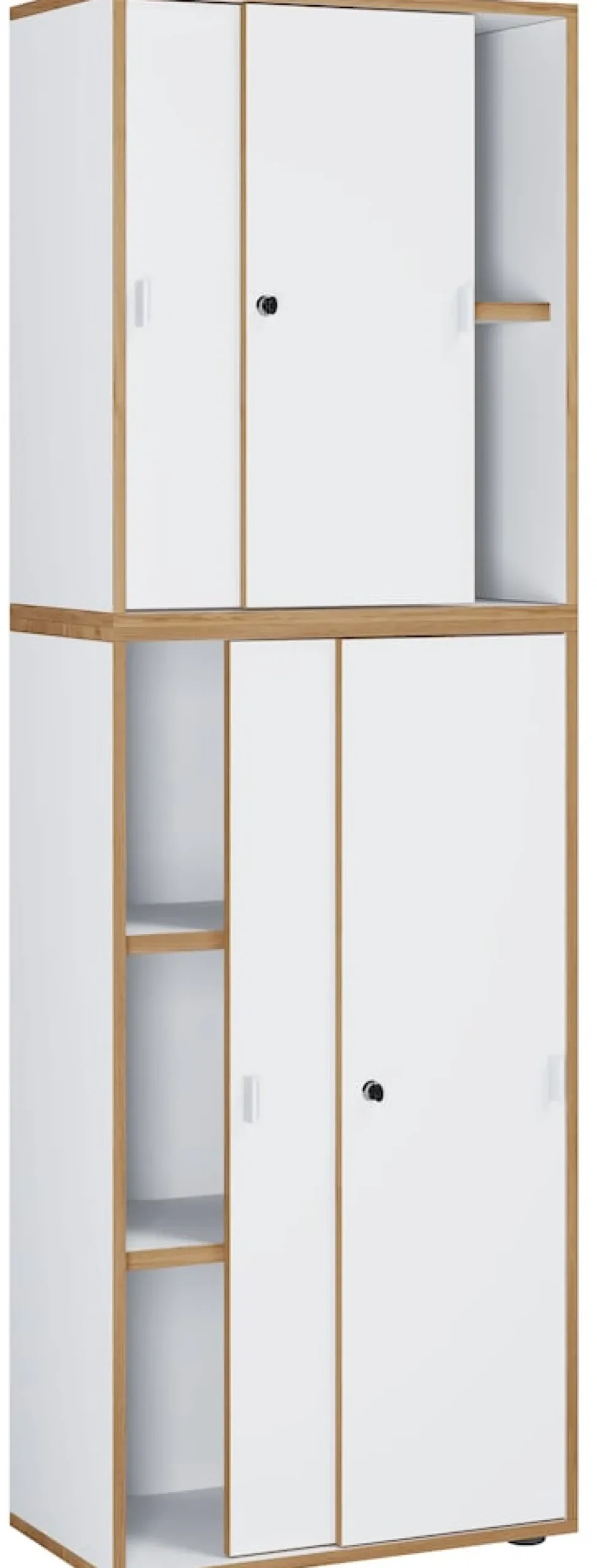 VCM Holz Büroschrank Ordner Aktenschrank Büromöbel Schrank Salia 5-fach Breite 60 cm Schiebetüren Weiß Best