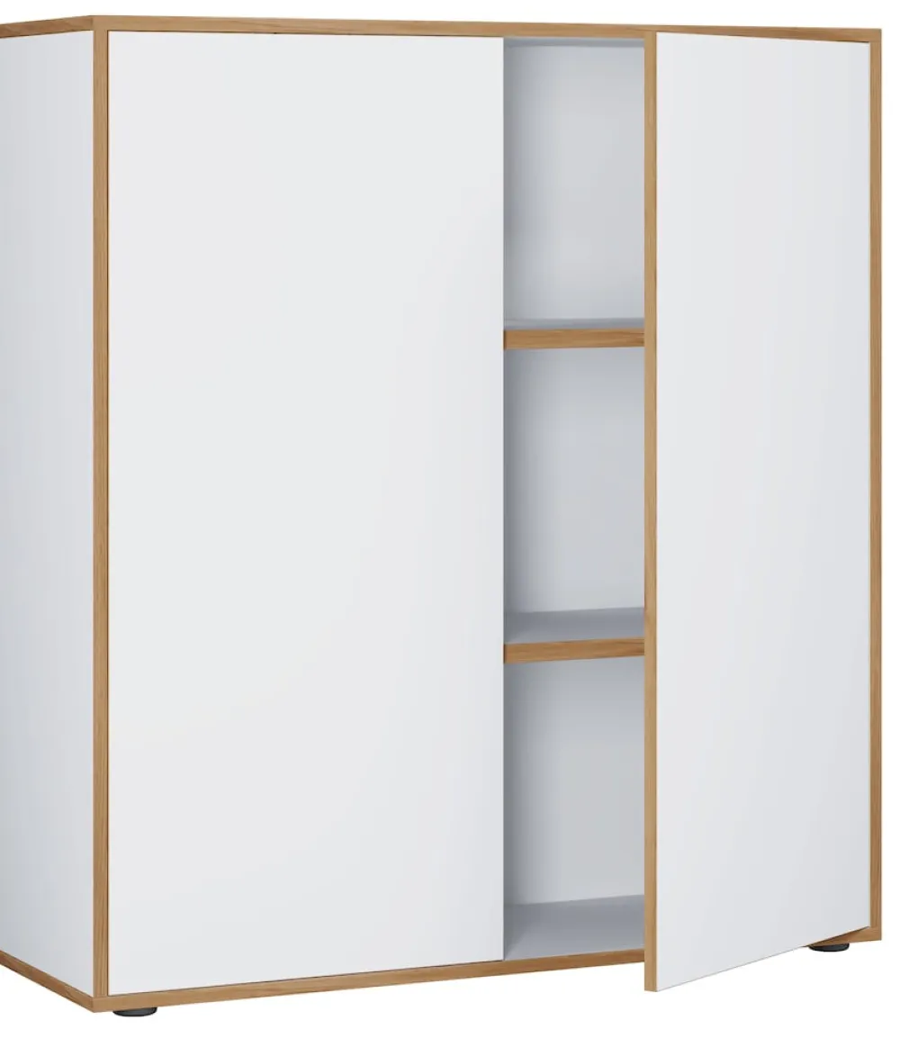 VCM Holz Büroschrank Ordner Aktenschrank Büromöbel Schrank Salia 3-fach Breite 100 cm Drehtüren Weiß Hot