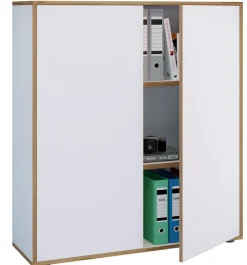 VCM Holz Büroschrank Ordner Aktenschrank Büromöbel Schrank Salia 3-fach Breite 100 cm Drehtüren Weiß Hot