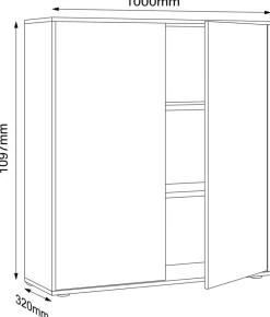 VCM Holz Büroschrank Ordner Aktenschrank Büromöbel Schrank Salia 3-fach Breite 100 cm Drehtüren Weiß Hot