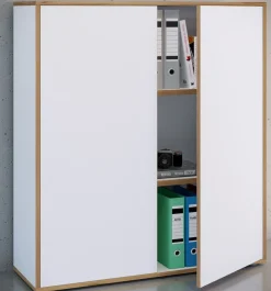 VCM Holz Büroschrank Ordner Aktenschrank Büromöbel Schrank Salia 3-fach Breite 100 cm Drehtüren Weiß Hot