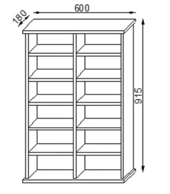 Holz CD DVD Stand Regal | CD Regal mit Platz für 300 CDs oder 130 DVDs oder 72-Videos | Maße: H. 92 x B. 60 x T. 18 cm. | Elegantes DVD Regal | Blu ray Regal | CD Regal - Ronul ^ VCM Outlet