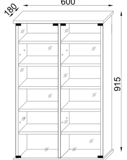 Holz CD DVD Wandregal/Wandvitrine | Vitrine mit 2 ESG-Sicherheitsglastüren. | Maße: H. 92 x B. 60 x T. 18 cm | 10 variable Einlegeböden - Zuntisa ^ VCM New