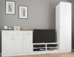 VCM Holz Flurschrank | stehend | Maße: H. 196 x B. 55 x T. 36 cm | 1 große Tür | mit Ablage - Balia Weiß Outlet