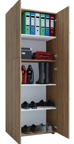 VCM Holz Kleiderschrank | Schrank mit 5 Fächern und Drehtüren | Maße ca. B. 70 x H. 184 x T. 40 cm – Lona Weiß Hot