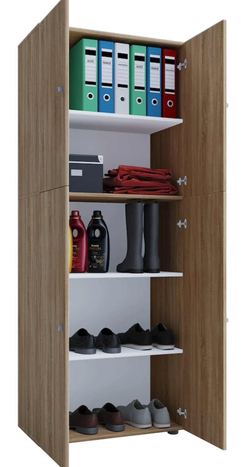 VCM Holz Kleiderschrank | Schrank mit 5 Fächern und Drehtüren | Maße ca. B. 70 x H. 184 x T. 40 cm – Lona Weiß Hot