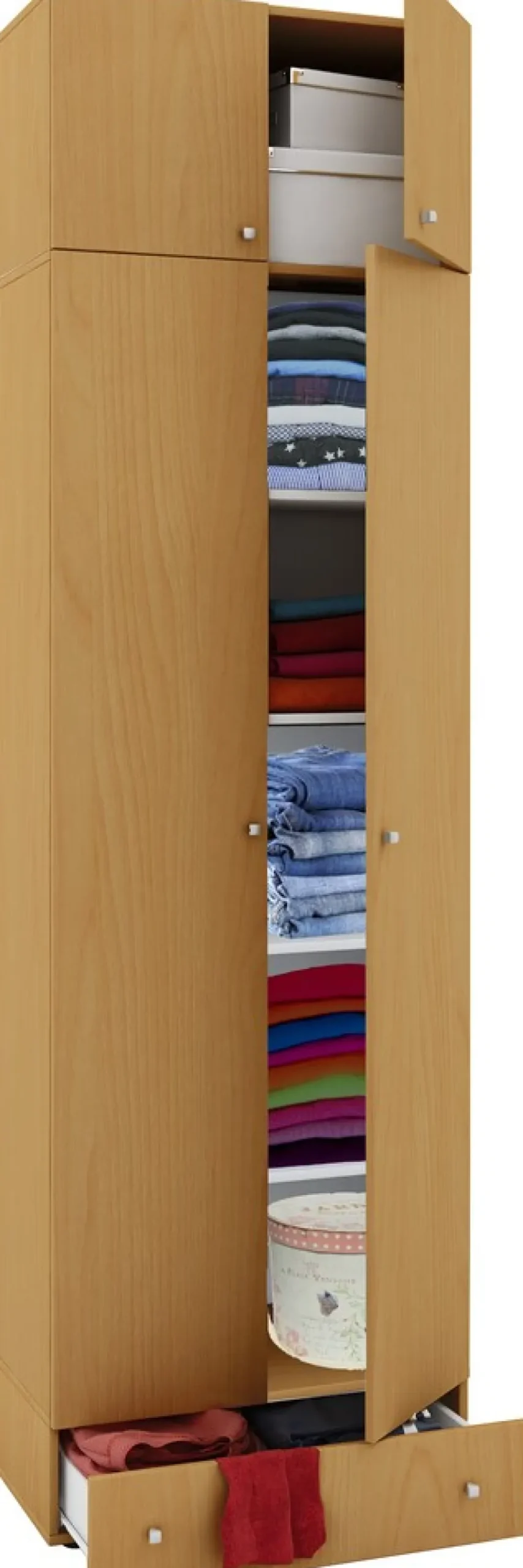 Holz Kleiderschrank | Schrank mit 5 Fächer und Drehtüren | erweiterbar | Maße ca. B. 70 x H. 238 x T. 40 cm - Vandol ^ VCM Clearance