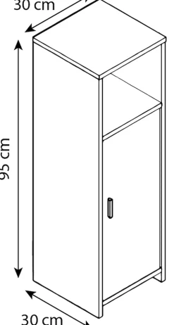 Holz Midischrank Maße: H. 95 x B. 30 x T. 30 cm | 1 Drehtür und 1 offenes Fach - Zalo L ^ VCM Clearance