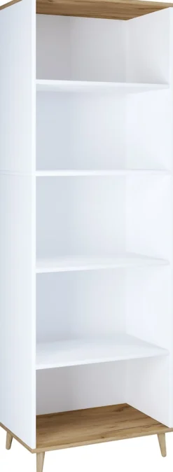 VCM Holz Regal | 5 Fächer | Maße: H. 240 x B. 70 x T. 39 cm | Schuhregal | Mehrzweckschrank | - Landos Weiß / Honig-Eiche Clearance