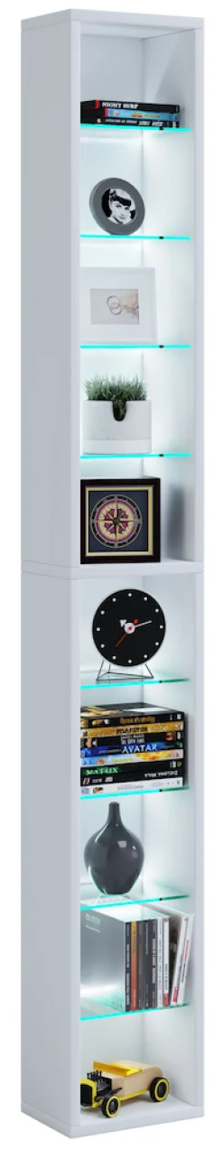 VCM Holzregal hängend | platzsparendes Regal | Maße: H. 152 x B. 21 x T. 14 cm | Elegantes Regal hängend | Aufbewahrungsregal | Bücherregal | Wandregal - Rasato XL Weiß Outlet