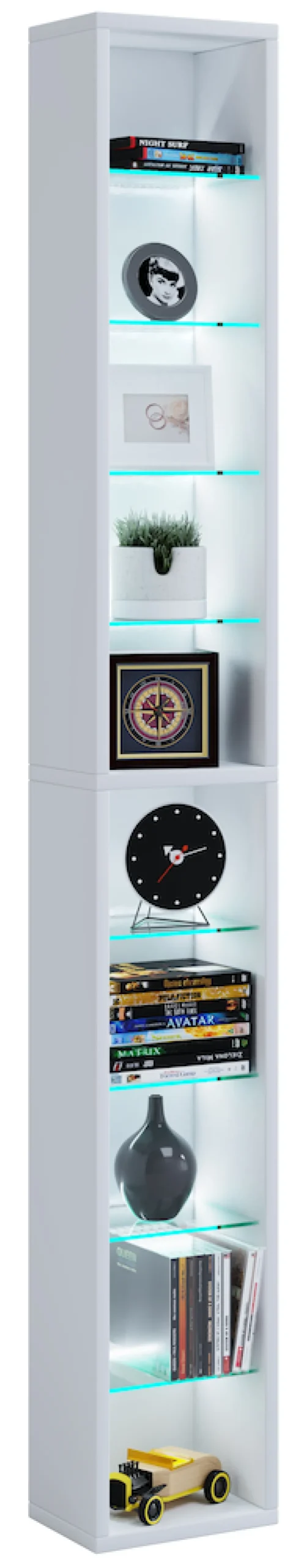 VCM Holzregal hängend | platzsparendes Regal | Maße: H. 152 x B. 21 x T. 14 cm | Elegantes Regal hängend | Aufbewahrungsregal | Bücherregal | Wandregal - Rasato XL Weiß Outlet