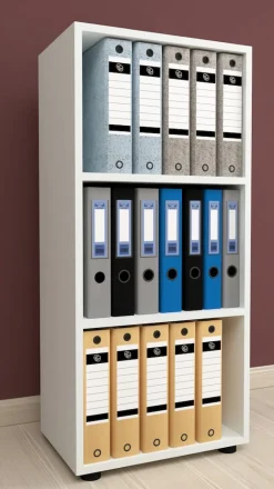VCM Holzregal stehend | platzsparender Aktenschrank | Maße ca. H. 108 x B. 49 x T. 32 cm | Elegantes Regal | Büroregal – Ulas 3f Weiß Sale