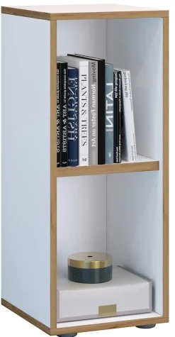 VCM Holzregal stehend | platzsparender Aktenschrank | Maße ca. H. 74 x B. 30 x T. 33 cm | Elegantes Regal | Büroregal – Salia 2fach B. 30 cm Weiß New