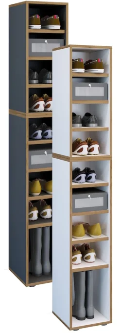 VCM Holz Schuhregal | Maße ca. H. 183 x B. 30 x T. 33 cm | Schuhkommode mit 9 Fächer | Schuhschrank - Salia 9fach B. 30 cm Weiß Best