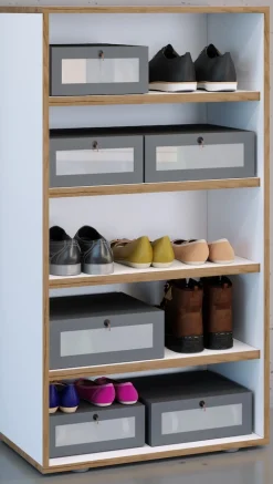 VCM Holz Schuhregal | Maße ca. H. 110 x B. 60 x T. 33 cm | Schuhkommode mit 5 Fächer | Schuhschrank - Salia 5fach B. 60 cm Weiß Sale