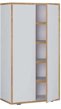 VCM Holz-Schuhschrank | Maße: B. 60 x H. 110 x T. 33 cm | Allzweckschrank | 5 Fächer | 2 Drehtüren - Salia Breite 60 cm Weiß Outlet