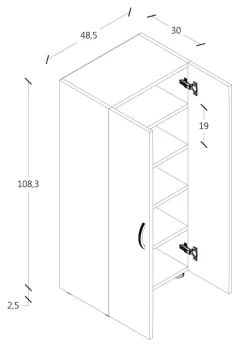 Holz Schuhschrank | Maße: H. 108 x B. 49 x T. 30 cm | Allzweckschrank | 5 Fächer | 2 Drehtüren – Ulas ^ VCM Sale