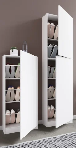 Holz Schuhschrank | Maße: H. 180 x B. 50 x T. 17 cm | 2 Drehtüren - Fulisa XL ^ VCM Discount