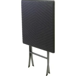VCM Klapptisch | Maße 61x61x75 cm | Stehtisch | Partytisch | Gartentisch klappbar | Bistrotisch | Rattanoptik Schwarz Hot