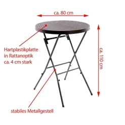 Klapptisch | Partytisch | Stehtisch | klappbar Bistrotisch | Bartisch 110 cm rund Ø 80 cm ^ VCM