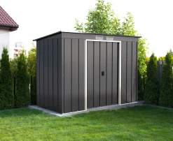 DURAMAXX VCM Metall Gartenhaus 148x88 Geräteschuppen Garten Gerätehaus Schiebetür, H. 190 x B. 163 x T. 102 cm Anthrazit New