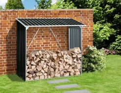 VCM Metall Kaminholzregal mit Dach / Holzlager / Kaminholzunterstand Maße H. 162 x B. 182 x T. 74 cm ^ DURAMAXX Best