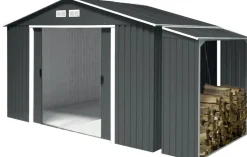 VCM Metall Kaminholzregal  mit Dach / Holzlager / Kaminholzunterstand Maße H. 162 x B. 182 x T. 74 cm ^ DURAMAXX Best