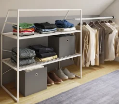 VCM Metall Kleiderschrank |offener Schrank | begehbarer |Dachschrägen Regal | Maße ca. B. 100 x H. 100 x T. 50 cm - Disal Weiß Sale