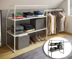 VCM Metall Kleiderschrank |offener Schrank | begehbarer |Dachschrägen Regal | Maße ca. B. 100 x H. 100 x T. 50 cm - Disal Weiß Sale