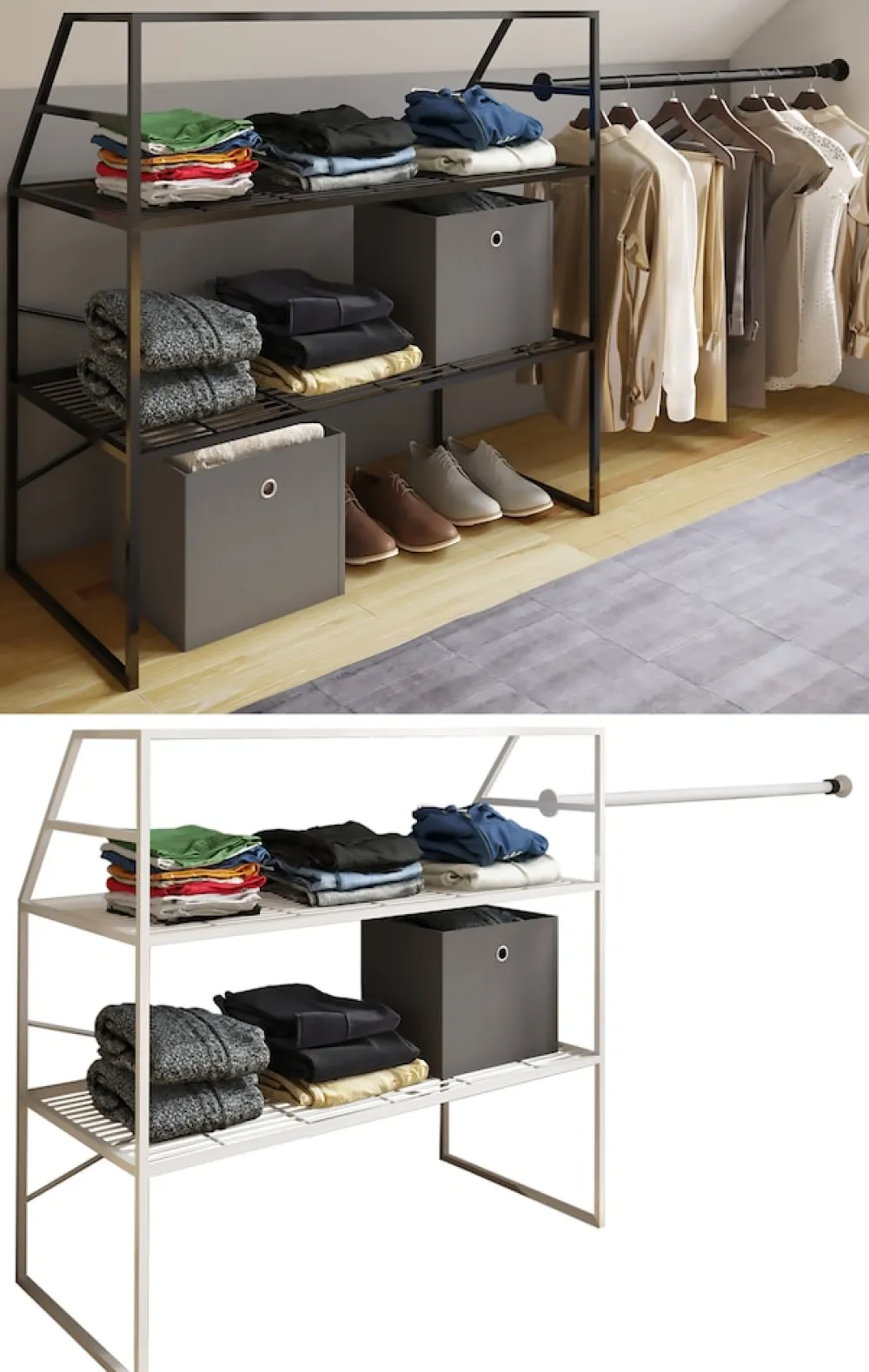 VCM Metall Kleiderschrank |offener Schrank | begehbarer |Dachschrägen Regal | Maße ca. B. 100 x H. 100 x T. 50 cm - Disal Weiß Sale