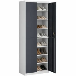 Metallschrank mit 8 Fächern, Stahlschrank abschließbar, 80 x 180 x 40 cm, Schuhschrank und Universalschrank, Malivo ^ VCM Hot