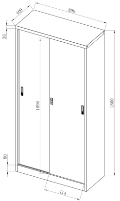 Metallschrank mit 8 Fächern und 2 Schiebetüren, Stahlschrank abschließbar, 80 x 180 x 40 cm, Schuhschrank und Universalschrank, Malivo ^ VCM Discount