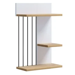 VCM Modernes Hängeregal aus Holz – platzsparendes Wandregal Dolira M, 60 x 40 x 19 cm, elegantes Aufbewahrungs- und Bücherregal für Wohnzimmer, Büro & Flur Weiß / Honig-Eiche Outlet