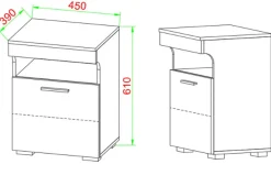 VCM Nachtschrank | Beistelltisch mit Drehtür | Nachttisch | Maße ca. H. 61 x B. 45 x T. 39 cm - Slepal M Honig-Eiche / Anthrazit Outlet