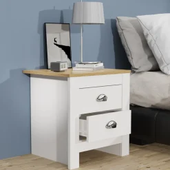 VCM Nachtschrank | Beistelltisch | Nachttisch | Maße ca. H. 48 x B. 45 x T. 40 cm - Balusa Weiß Discount