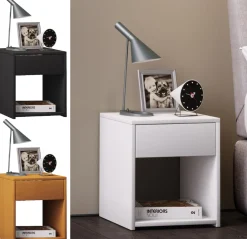 Nachtschrank | Maße Nachttisch ca. H. 40 x B. 35 x T. 35 cm | Schublade und offenes Fach | Nachttisch - Sledo Mini ^ VCM Best