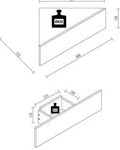 Nachtschrank | Wandschublade | Wandboard | Eckregal |Nachttisch | Maße ca. H. 15 x B. 60 x T. 43 cm - Usal S ^ VCM Hot
