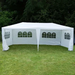 Pavillon | Maße ca. 3x6 m | wasserabweisende 110g / m² PE Plane | Partyzelt mit Seitenteilen | Gartenzelt mit Stahlgestell | Festivalzelt | ^ VCM