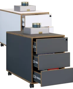 Rollcontainer | Beistellcontainer mit drei Schubladen | Maße ca. H. 50 x B. 39 x T. 70 cm | Bürocontainer abschließbar - Salia ^ VCM Hot