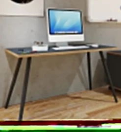 VCM Schreibtisch Computertisch Bürotisch Skandanivischer Retro Look Salia 110x50 cm Anthrazit / Honig-Eiche