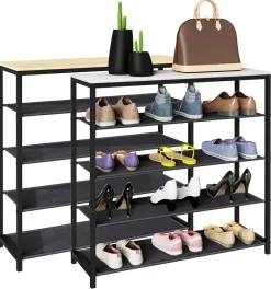 VCM Schuhregal | Maße ca. H. 87 x B. 90 x T. 30 cm | Schuhablage im Industrie Style Design | Regal mit 4 Fächern - Taliro Weiß Clearance