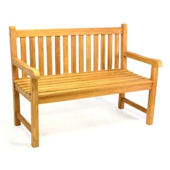 VCM 2-Sitzer Gartenbank Parkbank | hochwertig | massiv |Teak Holz behandelt | handgefertigte | Landhausstil | | Maße L. 120 x B. 62 x T. 50 cm Braun Discount
