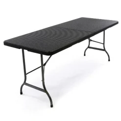 VCM 3-tlg. Gartenmöbelset | Gartengarnitur 1 Tisch 2 Bänke klappbar | Rattan-Optik | Bierzeltgarnitur Set | 180 cm Schwarz Hot
