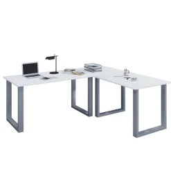 Holz Schreibtisch | Eckschreibtisch schlicht | 190x160 | L Form links oder rechts | Arbeitstisch Platte 50 cm tief | Computertisch Büromöbel - Lona U ^ VCM Hot