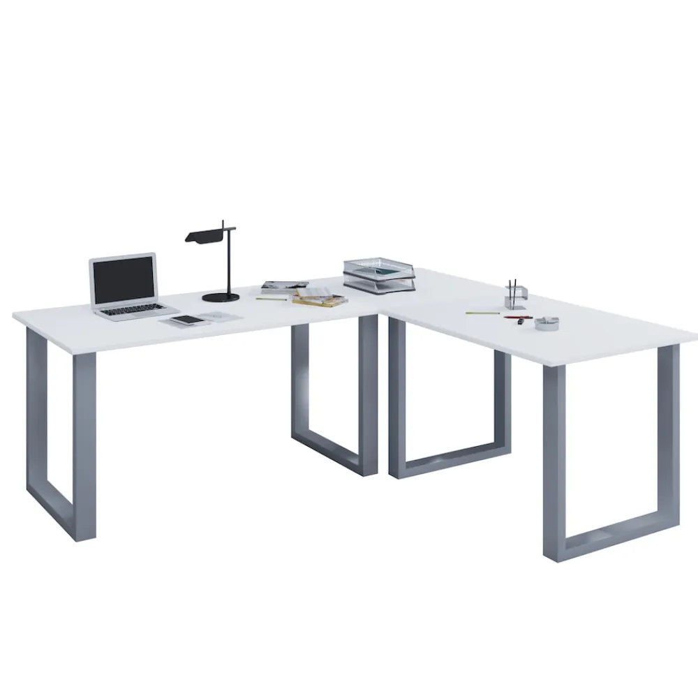 Holz Schreibtisch | Eckschreibtisch schlicht | 190x160 | L Form links oder rechts | Arbeitstisch Platte 50 cm tief | Computertisch Büromöbel - Lona U ^ VCM Hot